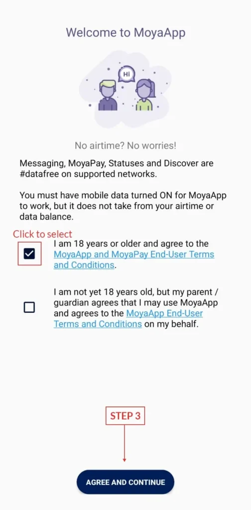 MoyaApp welcome screen